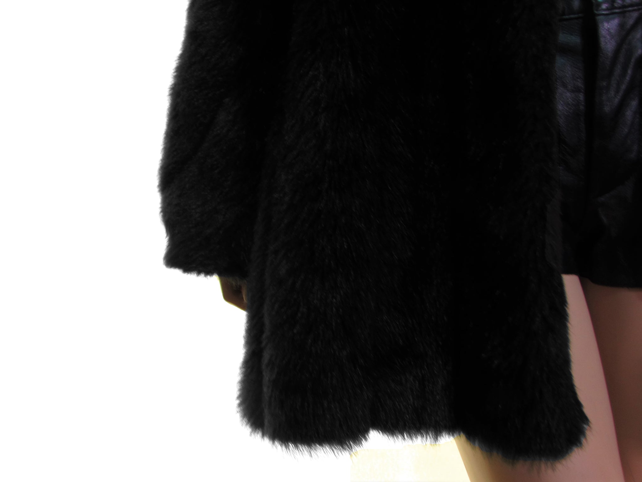 Large popular oversized vintage thick black faux fur Coat and scarf