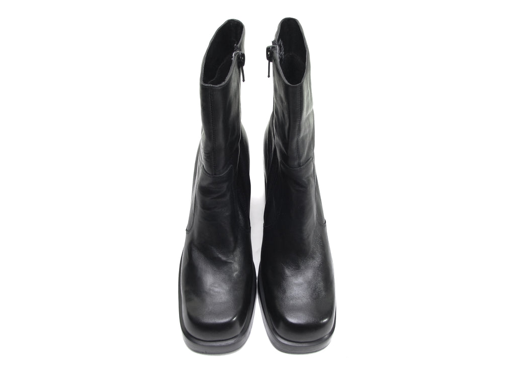 90s platform boots square toe boots chunky heel boots black