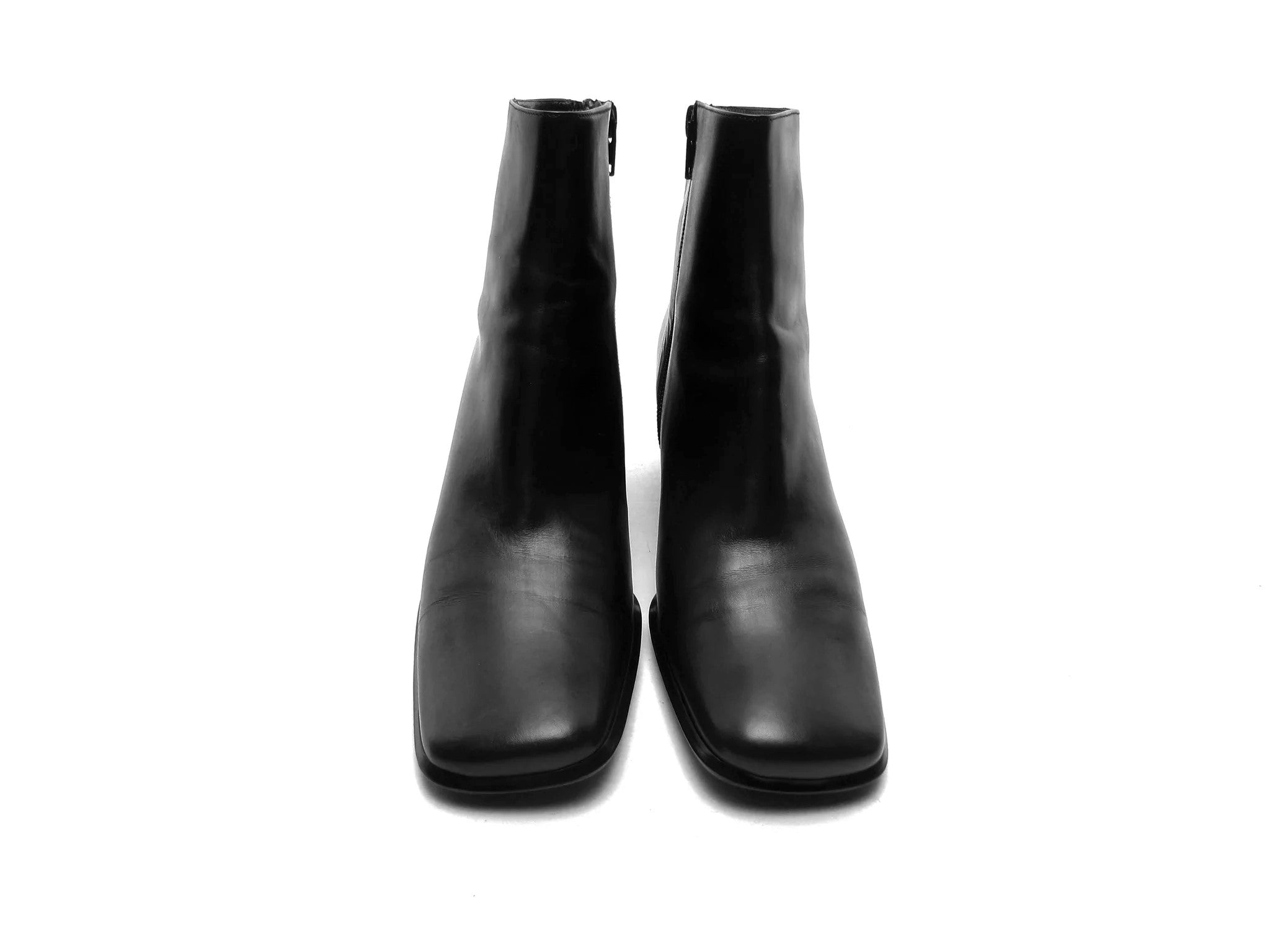 Vintage 90s Gucci Black Leather Square on sale Toe Ankle Boots Made In Italy Womens 10