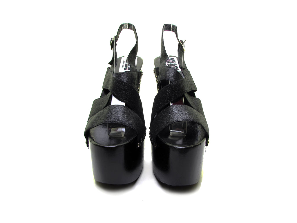 Italina, Shoes, Italina Black Sequin Studs Embellished Slide In Mule  Comfort Wedge